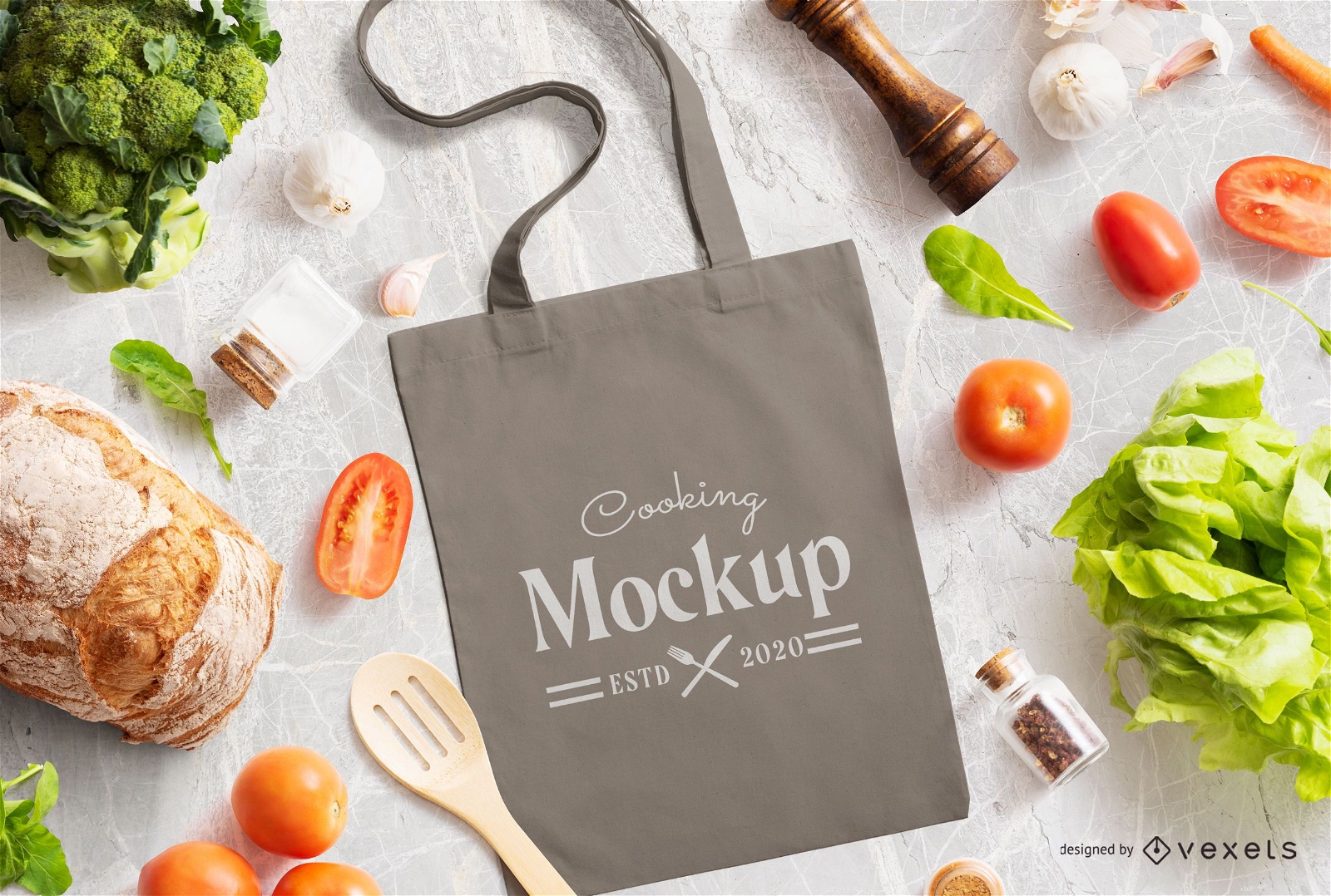 Tote Bag Cooking Mockup Composition