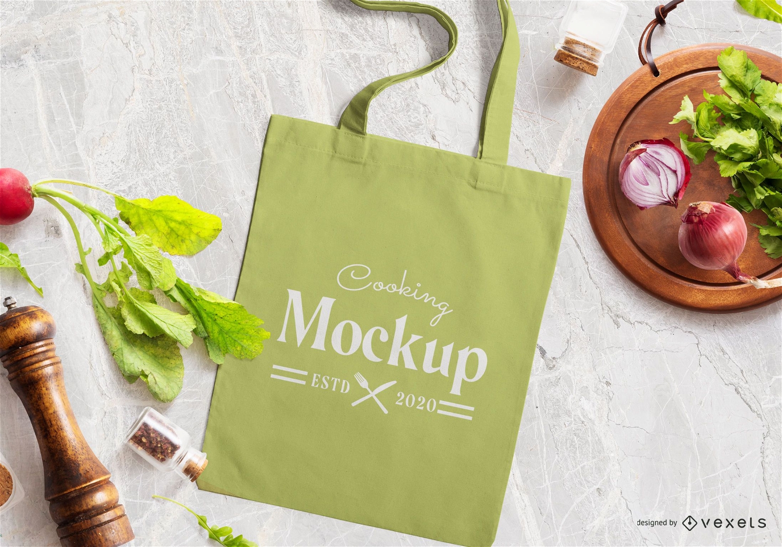 Cooking tote bag mockup composition