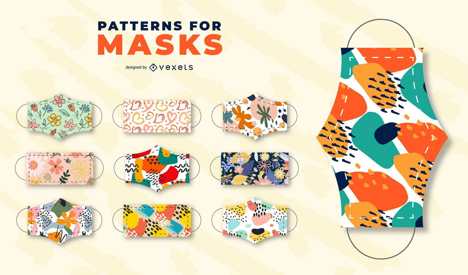 Patterns for face masks set