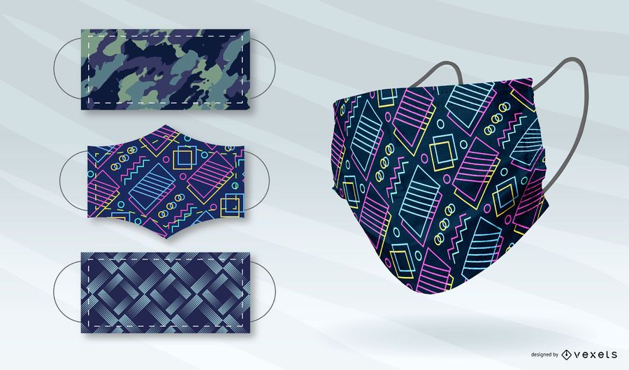 Dark patterns for face masks set Dark patterns for face masks set
