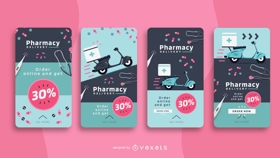 Paquete de historias sociales de entrega de farmacia Paquete de historias sociales de entrega de farmacia