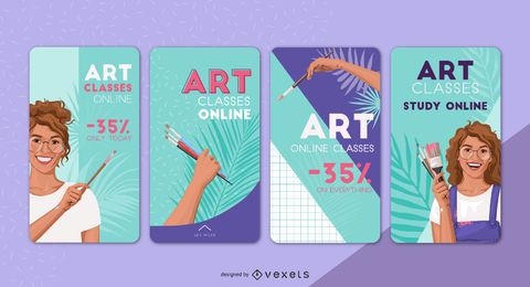 Art Classes Online Social Story Design Pack Vector Download