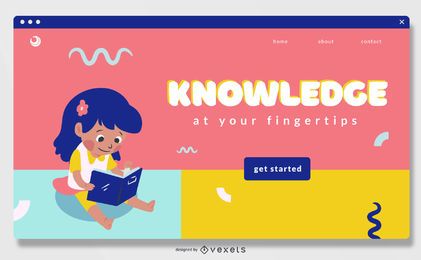 Diseño deslizante de pantalla completa de educación en línea para niños