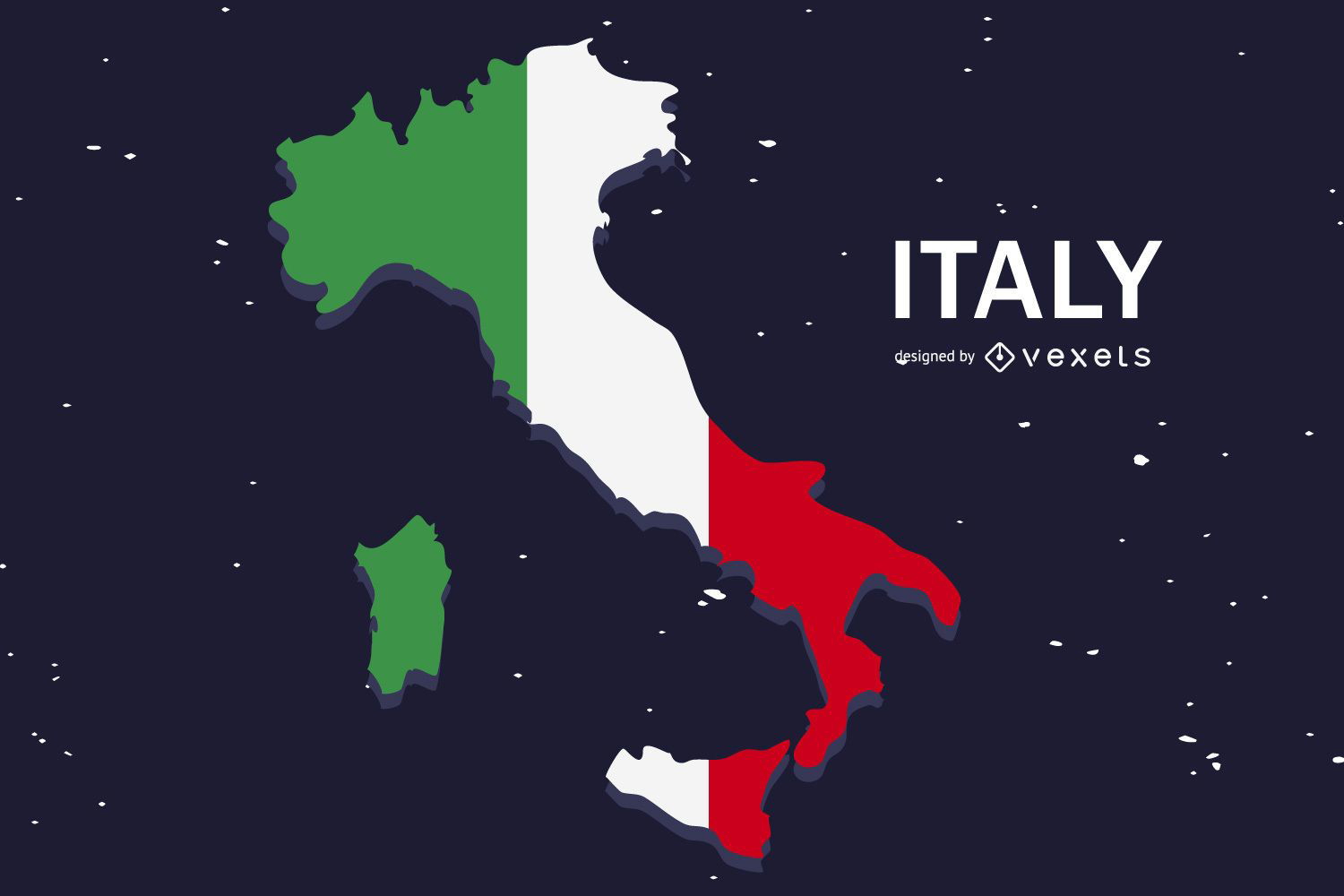 Italien Flagge flaches Land Design
