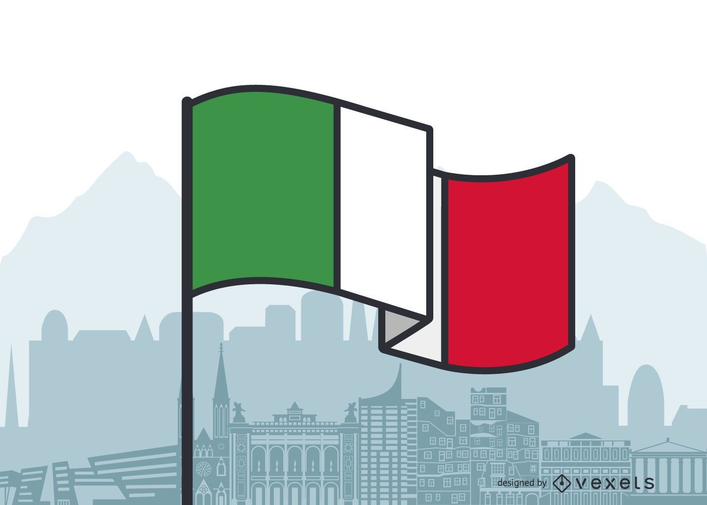 Flaches Design der Italien-wehenden Flagge