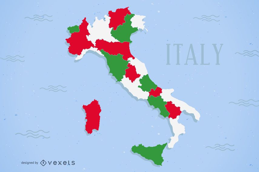 Colored Italy Map Design Colored Italy Map Design
