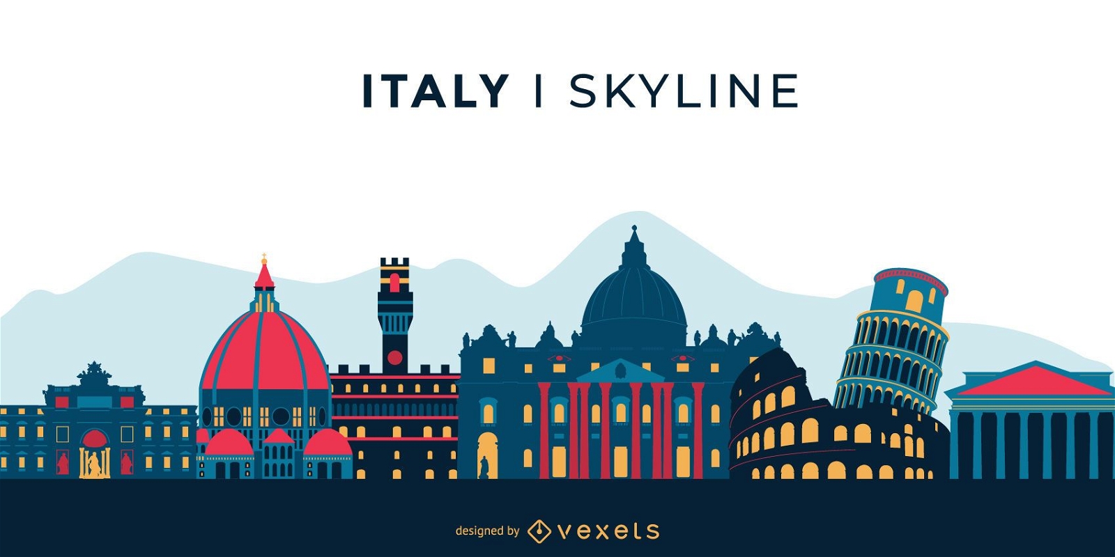 Design do horizonte colorido de ponto de referência da Itália