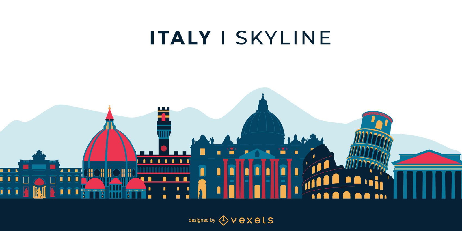 Italien Landmark farbige Skyline Design