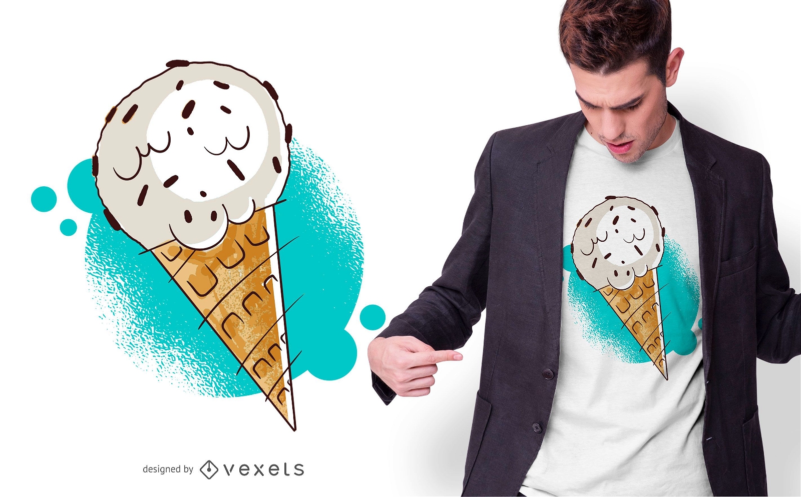 Design de camisetas para sorvetes com peda?os de chocolate