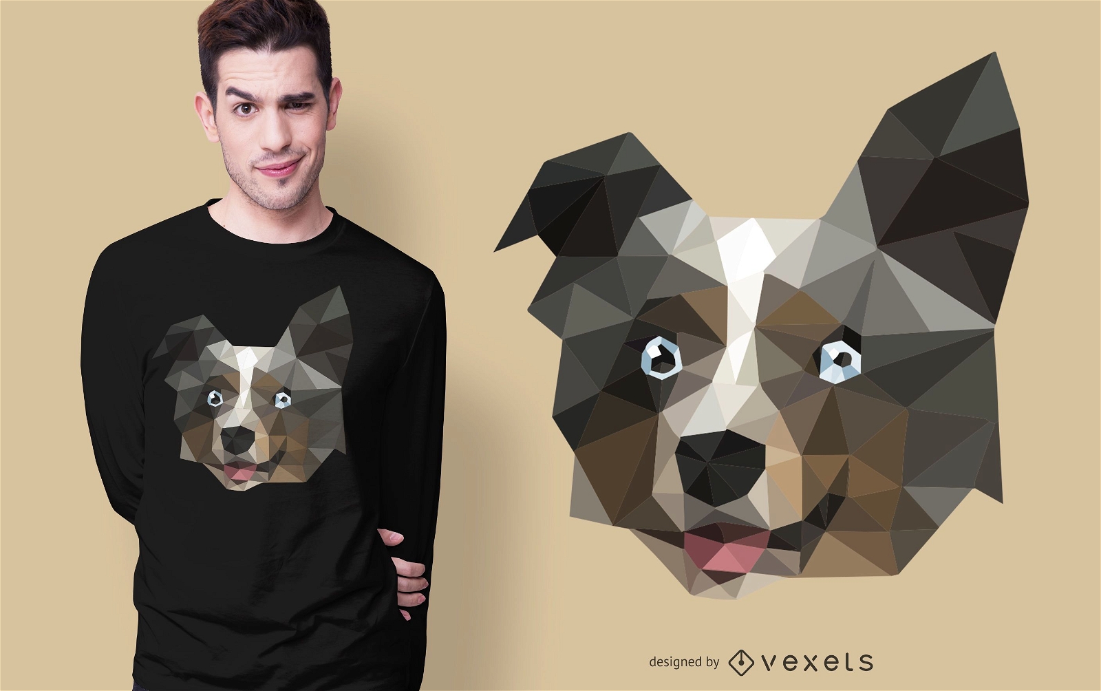 Polygonaler Hund T-Shirt Design