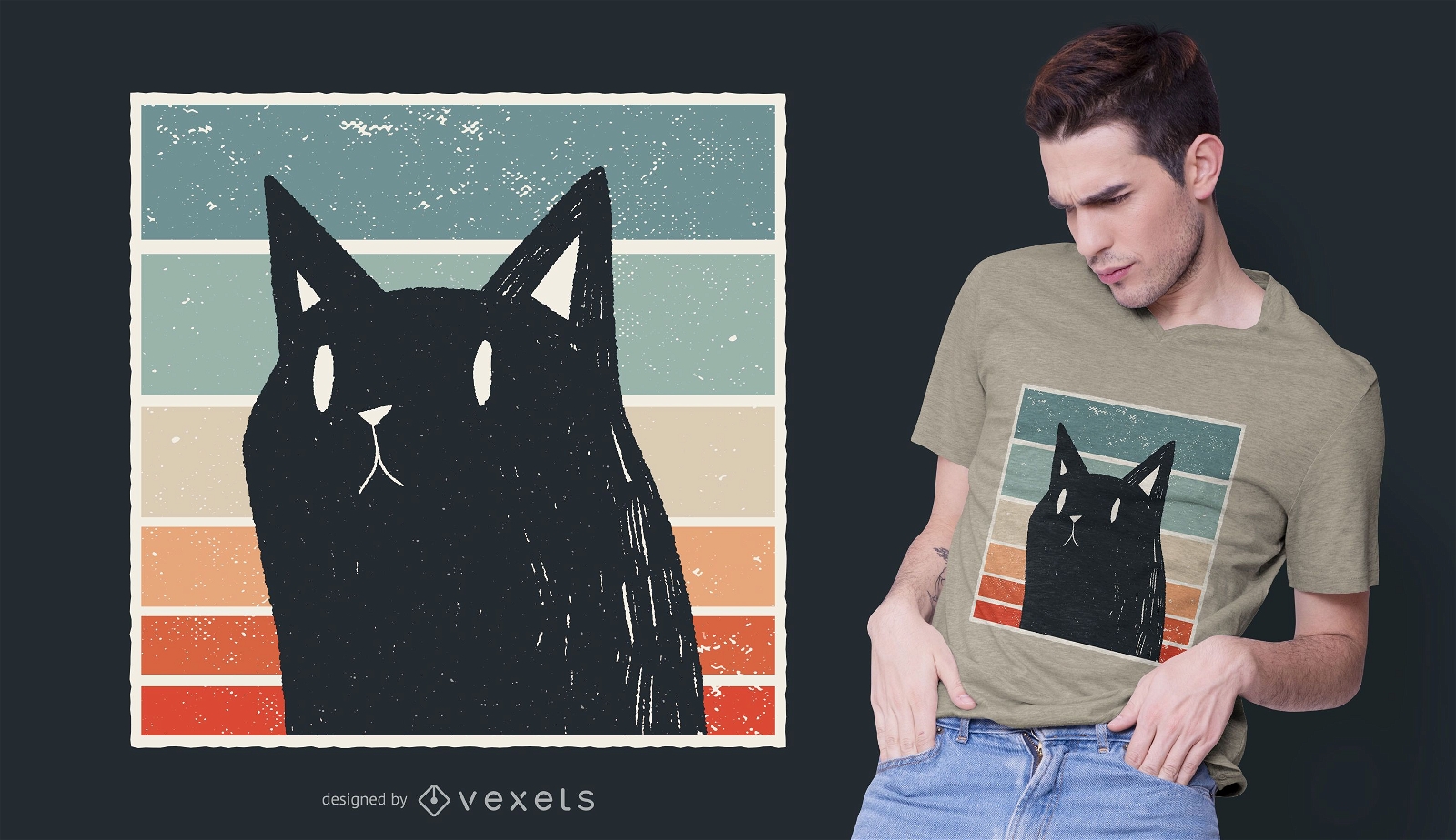 Design de t-shirt estilo retro gato