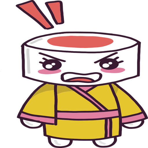 Angry kawaii sushi girl cartoon PNG Design