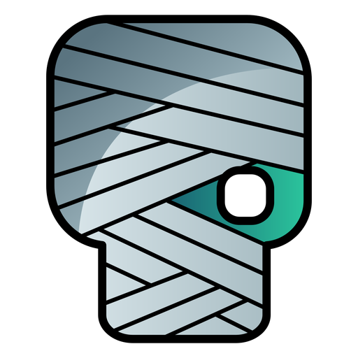 Ícone de desenho animado de cabeça de zumbi enfaixada Desenho PNG