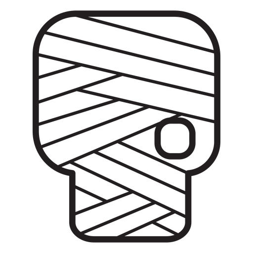 Bandaged zombie head line icon PNG Design