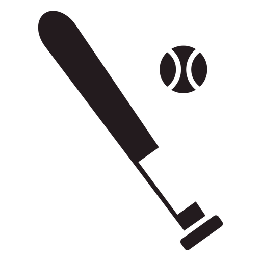 Baseball bat and ball black PNG Design