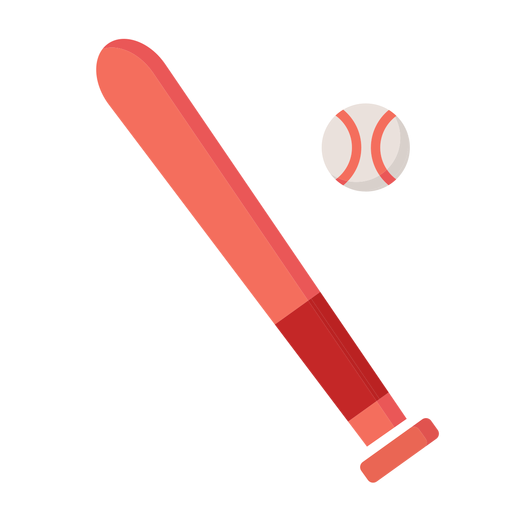 Icono plano de bate de béisbol Diseño PNG