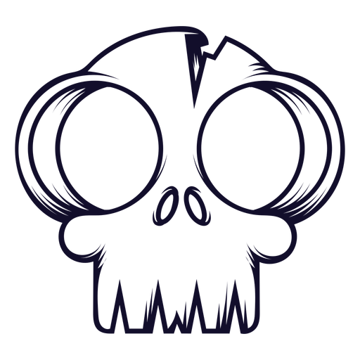 Big eyes skull icon line PNG Design