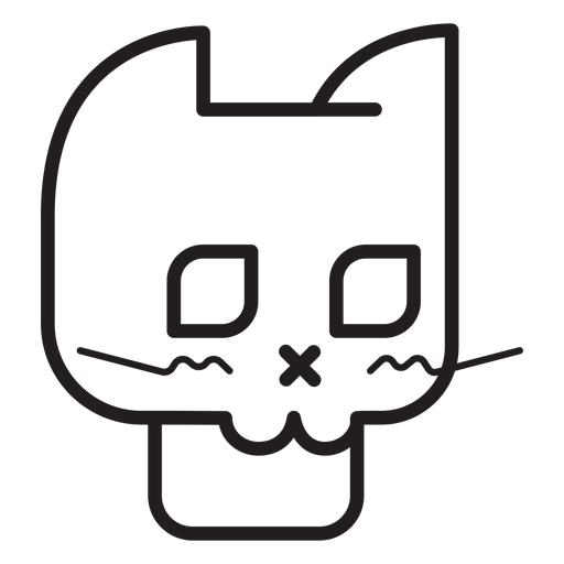 Icono de l?nea de avatar de gato negro Diseño PNG