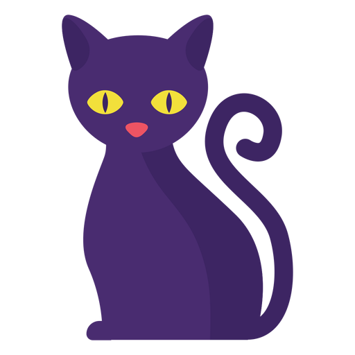 Gato negro plano halloween Diseño PNG