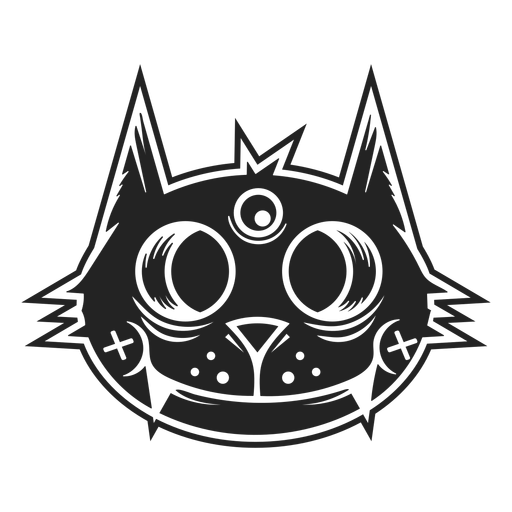 Cartoon Black Cat Icon PNG & SVG Design For T-Shirts