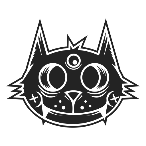 Ícone de cabeça de gato preto preto Desenho PNG