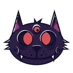 Dibujos animados de icono de cabeza de gato negro Diseño PNG