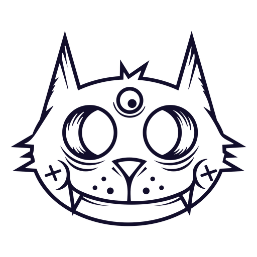 Linha de ícone de cabeça de gato preto Desenho PNG