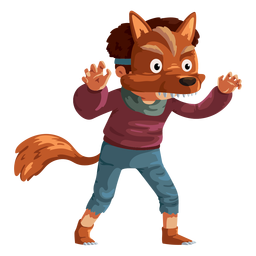 Boy scaring with wolf costume Transparent PNG