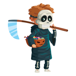 Niño vestido con traje de la Parca Diseño PNG