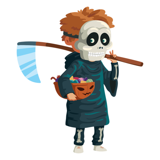 Boy wearing grim reaper costume