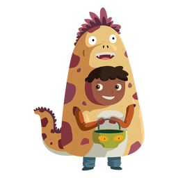Boy wearing nessie monster costume Transparent PNG