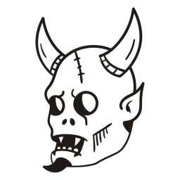 Devil Head Hand Drawn Silhouette PNG & SVG Design For T-Shirts