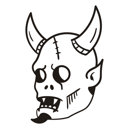 Devil head hand drawn silhouette - Transparent PNG & SVG vector file