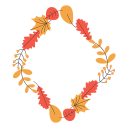 Marco de hojas de otoño en forma de diamante Diseño PNG