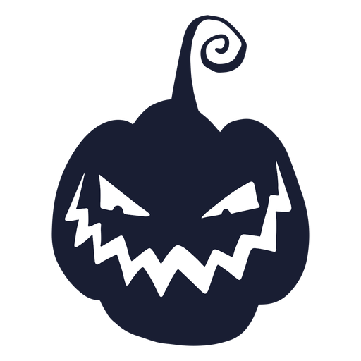 Evil smiling carved pumpkin silhouette PNG Design