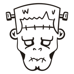 Silhueta desenhada à mão principal de Frankenstein Desenho PNG