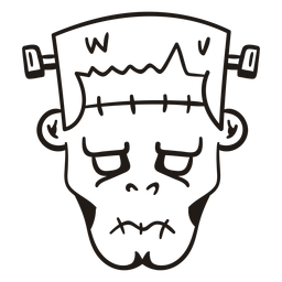 Silueta dibujada a mano cabeza de frankenstein Transparent PNG