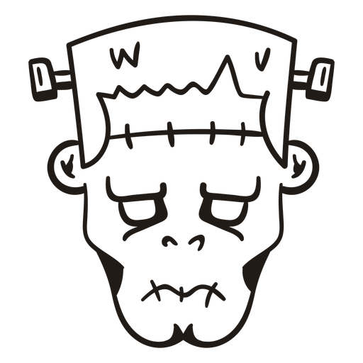 Silhueta desenhada à mão principal de Frankenstein Desenho PNG