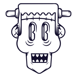 Linha de ícone de cabeça de Frankenstein Desenho PNG