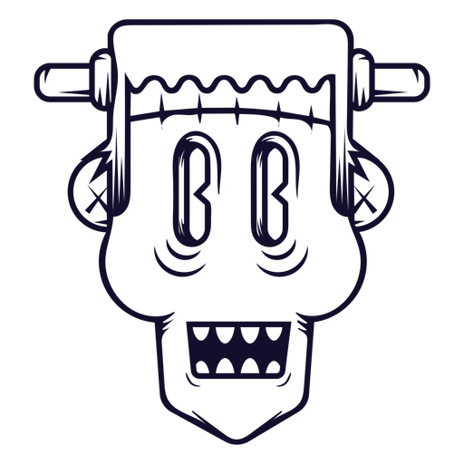 Línea de icono de cabeza de Frankenstein Diseño PNG