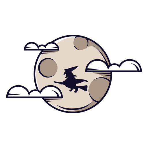 Dibujos animados de icono de bruja de luna llena Diseño PNG