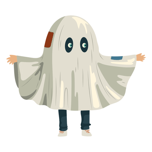 Kid wearing ghost costume