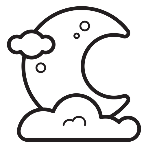 Icono de línea de luna de noche Diseño PNG