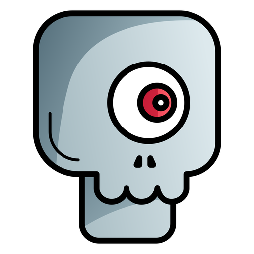 One eyed skull cartoon icon PNG Design