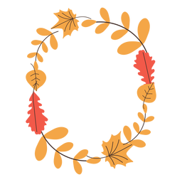 Quadro oval de folhas de outono Desenho PNG