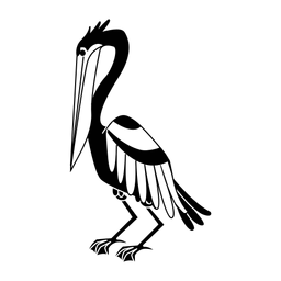 Pelikan der stilvolles Schwarz nach unten schaut PNG-Design