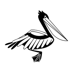 Pelikan schwimmt stilvolles Schwarz PNG-Design