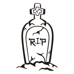 Rip tombstone hand drawn silhouette PNG Design