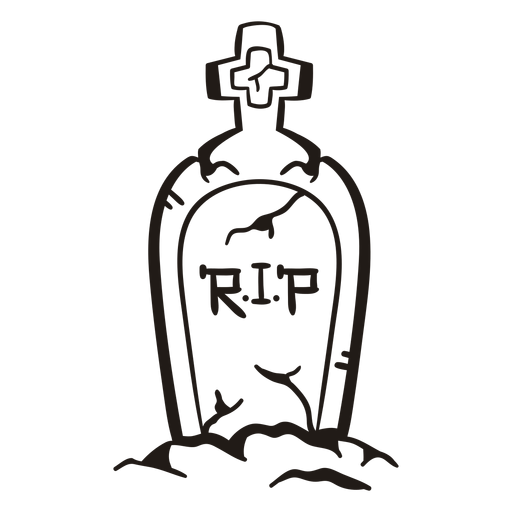 Rip tombstone hand drawn silhouette PNG Design