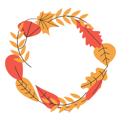 Round autumn leaves frame PNG Design